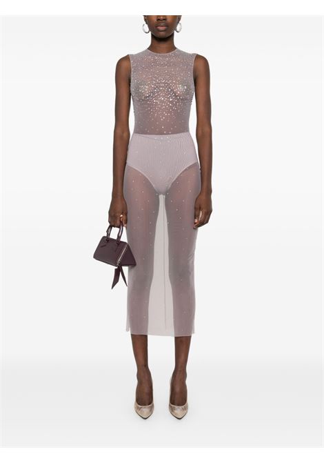 Abito semitrasparente con cristalli in grigio Alex perry - donna Alex perry - donna ALEX PERRY | D1399GRY
